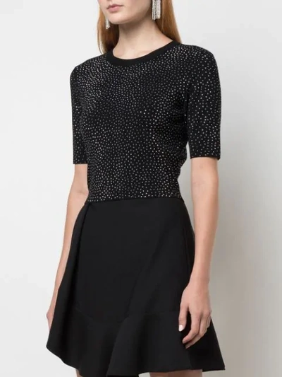 Shop Alice And Olivia Ciara Cropped Sweater In Black