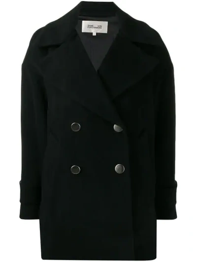 Shop Diane Von Furstenberg Olivera Double Breasted Coat In Black