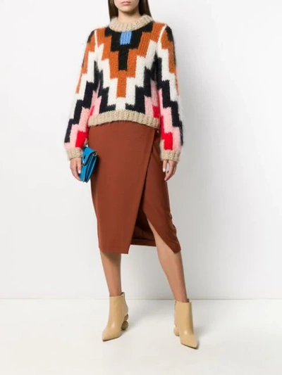 Shop Antonelli Draped Pencil Skirt In Brown