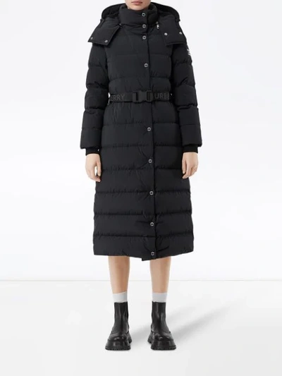 Shop Burberry Hooded Puffer Coat In Black