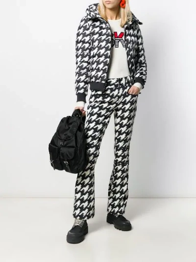 Shop Perfect Moment Aurora Houndstooth Flared Trousers In Black