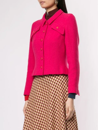 Pre-owned Chanel Long Sleeve Tweed Jacket In Pink