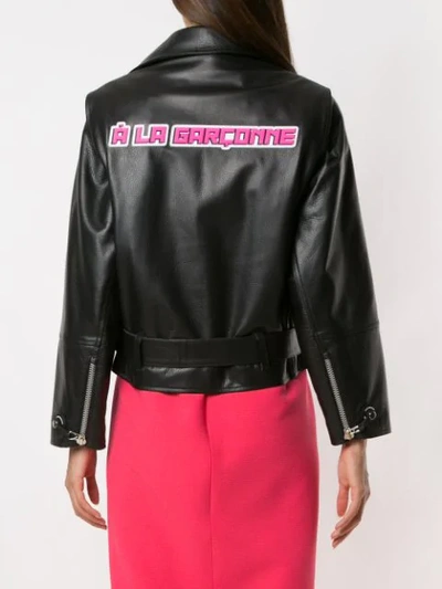 Shop À La Garçonne + Kalline Leather Biker Jacket In Black