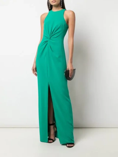 Shop Halston Heritage Knot Deetail Gown In Green