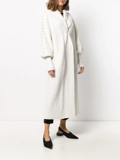 Shop Temperley London Chrissie Cable-knit Cardi-coat In White