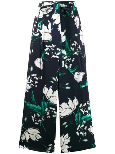 Shop Erdem Floral Print Palazzo Pants In Blue