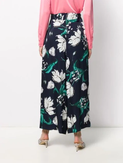 Shop Erdem Floral Print Palazzo Pants In Blue