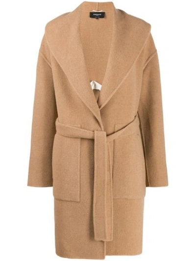 Shop Rochas Belted Mid-length Coat In Neutrals