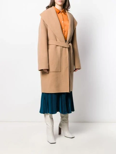 Shop Rochas Belted Mid-length Coat In Neutrals