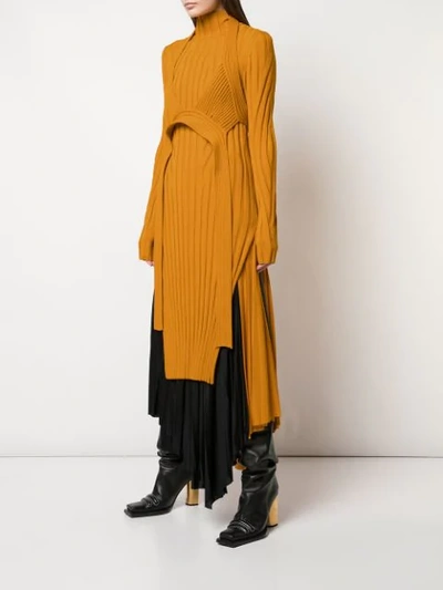 Shop Proenza Schouler Heavy Rib Long Sleeve Mid Dress In Orange