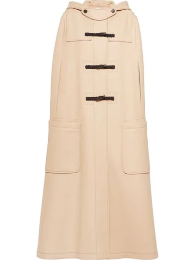 Shop Miu Miu Double Cloth Cape In F0040 Camel Brown