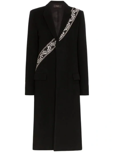 Shop Amiri Embellished Single-breasted Coat In Black