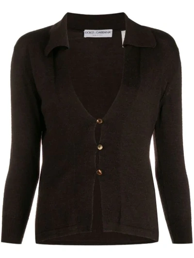 Pre-owned Dolce & Gabbana 1990's Buttoned Cardigan In Brown