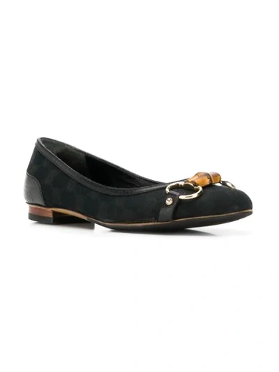 Pre-owned Gucci Bamboo Detail Ballerina Shoes In Black