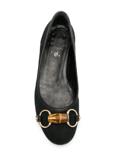 Pre-owned Gucci Bamboo Detail Ballerina Shoes In Black