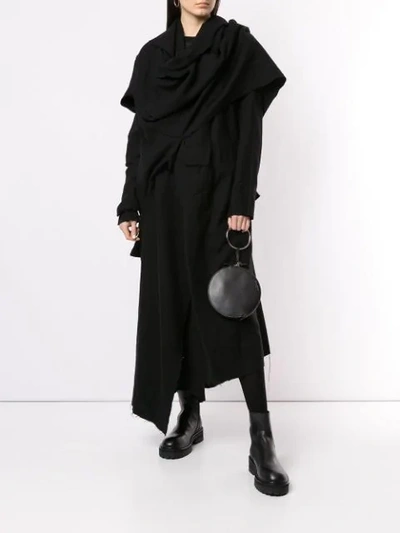 Shop Yohji Yamamoto Tuck Drape Dress In Black