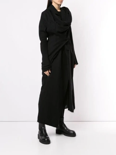 Shop Yohji Yamamoto Tuck Drape Dress In Black