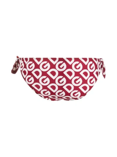 Shop Dolce & Gabbana Dg Logo Tie Bikini Bottoms In Red