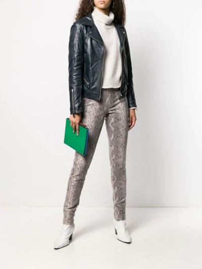 Shop Arma Snakeskin Effect Skinny Trousers In Grey