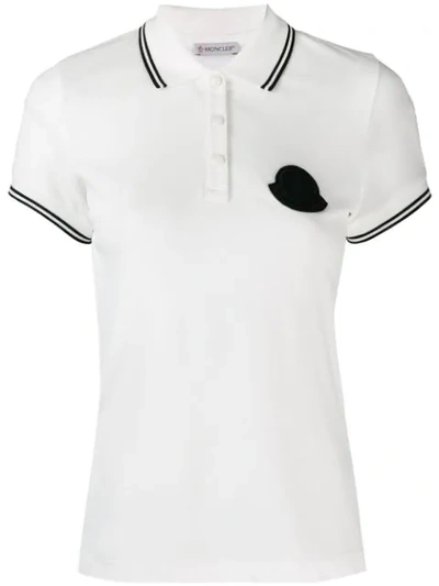 Shop Moncler Logo Plaque Polo Shirt In White