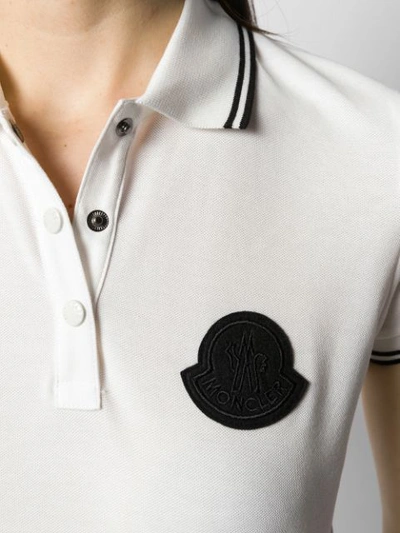 Shop Moncler Logo Plaque Polo Shirt In White