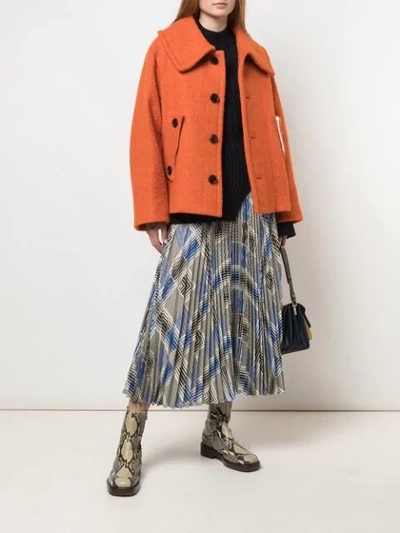 Shop Marni Buttoned-up Oversized Jacket In 00r21