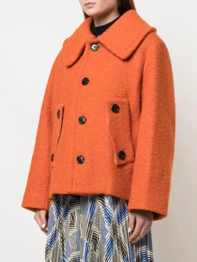 Shop Marni Buttoned-up Oversized Jacket In 00r21