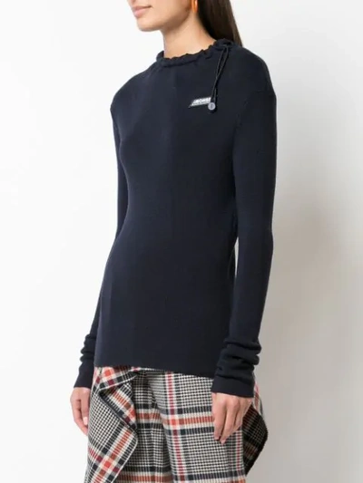 Shop Monse Cinched Neck Fitted Jumper In Blue