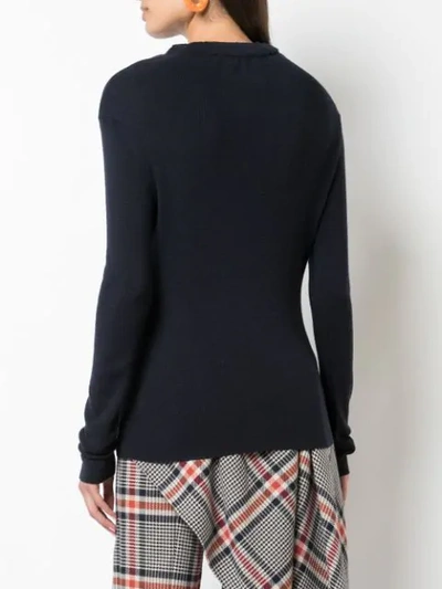 Shop Monse Cinched Neck Fitted Jumper In Blue