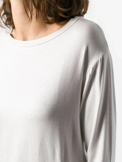 Shop Majestic Long-sleeve Fitted Top In Silver