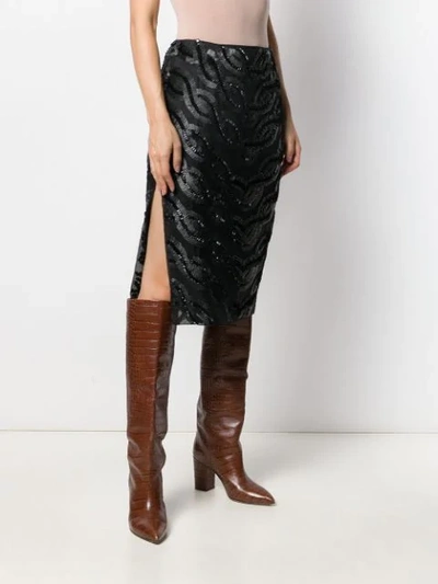 Shop Erika Cavallini Side-slit Embellished Skirt In Black