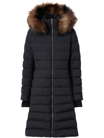 Shop Burberry Detachable Faux Fur Puffer Coat In Black