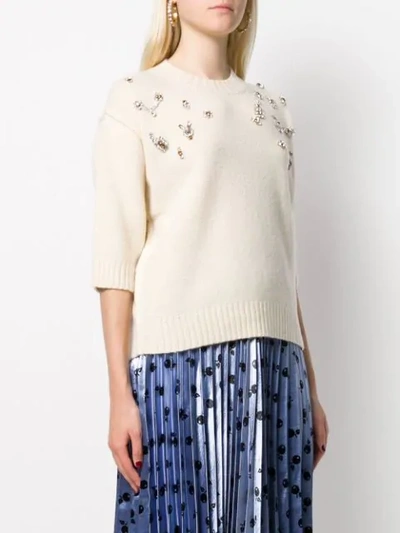 Shop Alessia Santi Mixed Stone-embellished Jumper In White
