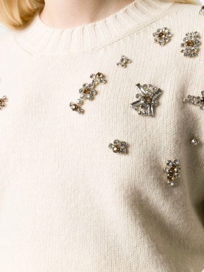 Shop Alessia Santi Mixed Stone-embellished Jumper In White