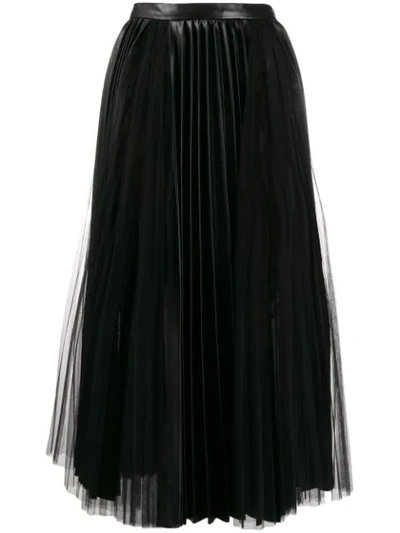Shop Ermanno Scervino High Waisted Pleated Skirt In Black
