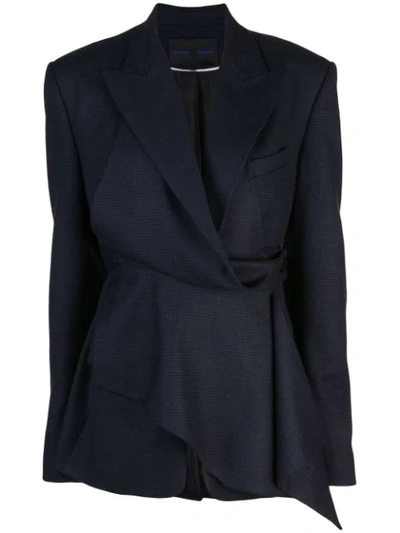 Shop Proenza Schouler Draped Plaid Blazer In Blue