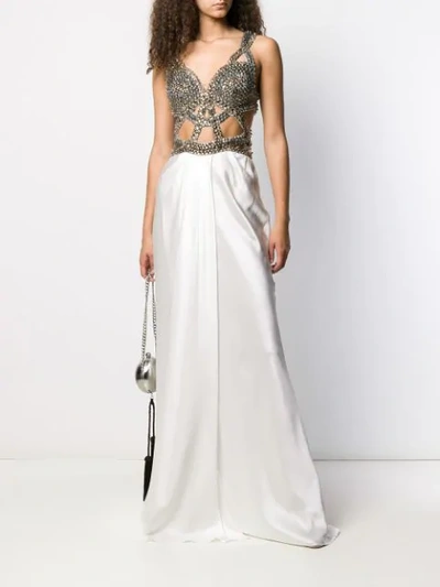 Shop Alberta Ferretti Stud Detail Cut-out Dress In White