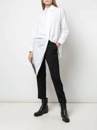 Shop Yohji Yamamoto Asymmetric Cotton Coat In White