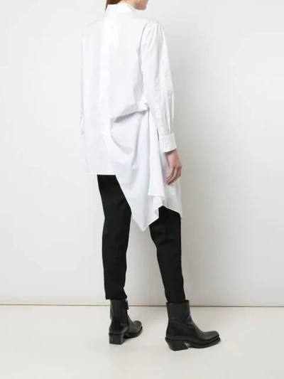 Shop Yohji Yamamoto Asymmetric Cotton Coat In White