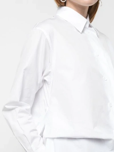 Shop Yohji Yamamoto Asymmetric Cotton Coat In White