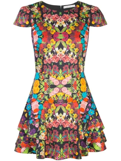 Shop Alice And Olivia Ainsley Double Ruffle Mini Dress In Multicolour