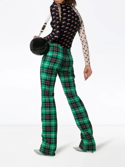 Shop Marine Serre Tartan Boot-cut Trousers In Green