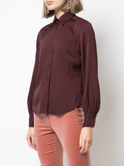 Shop Frame Pointed Collar Silk Shirt In Bordeaux