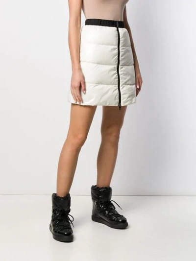 Shop Moncler Full Zip Quilted Skirt In White