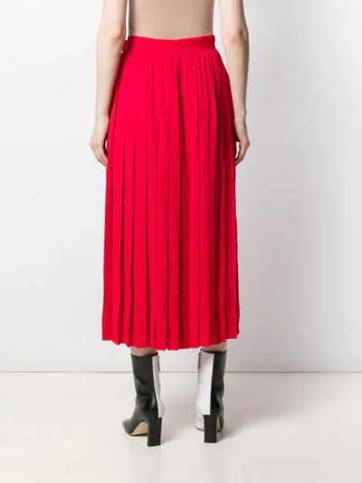 Shop Be Blumarine High Waisted Pleated Skirt In Red