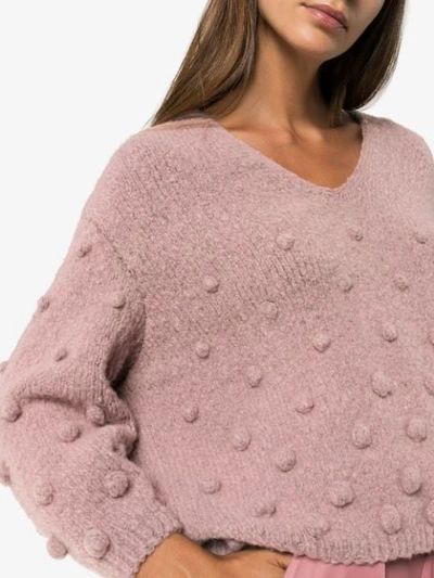 Shop Vika Gazinskaya Bobble Detail V-neck Sweater In Purple