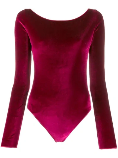 Shop Oseree Textured Effect Bodysuit In Red