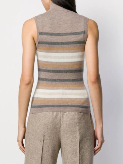 Shop Theory Striped Knit Vest In Neutrals