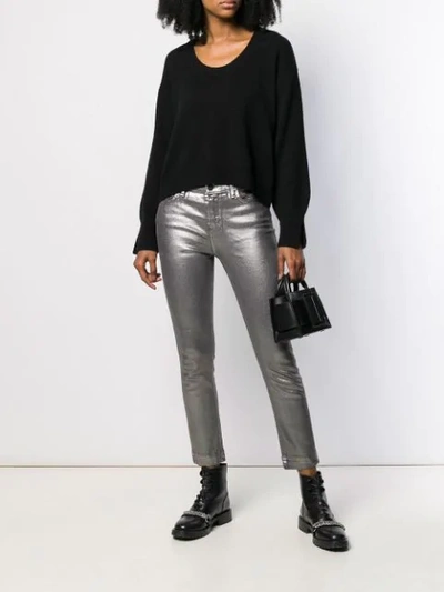 Shop Pinko Metallic Skinny Jeans - Grey