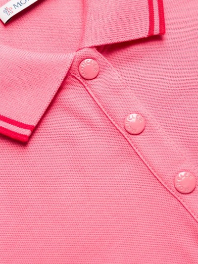 Shop Moncler Logo Plaque Polo Top In Pink